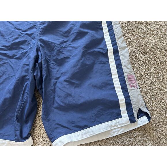 Vintage Nike Y2K Baggy Shorts Size L Navy Blue Gray Track Shorts - Picture 2 of 6